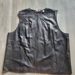 Valerie Separates Womens Leather Wool Vest Black 3X